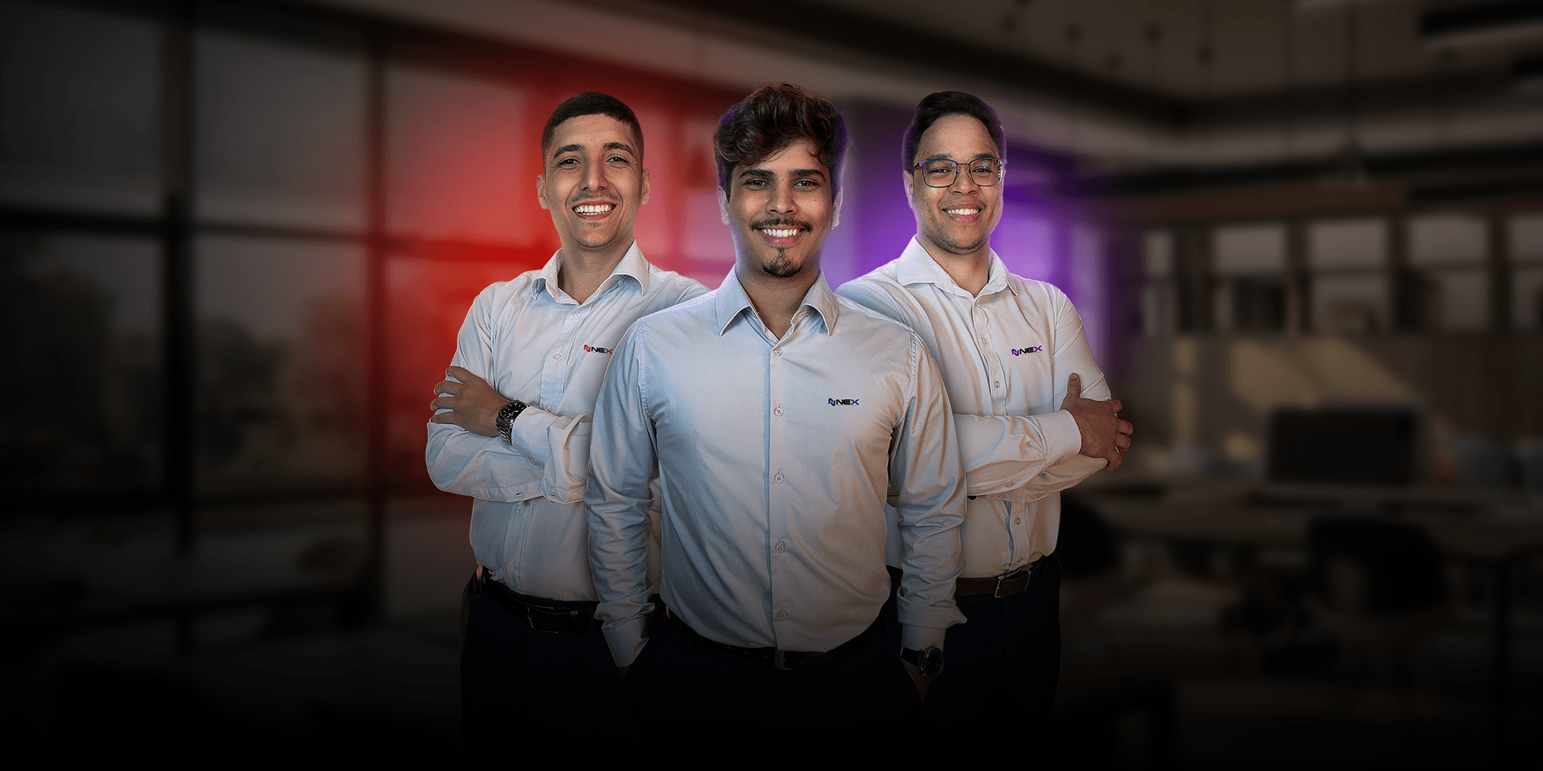 Três sócios fundadores da NEX - Assessoria Contábil e Empresarial